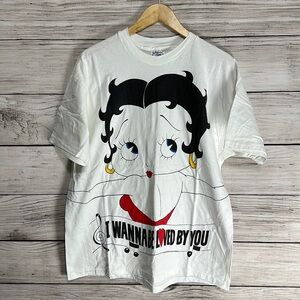Vintage 90s Betty Boop Shirt Wanna Be Loved Mega All Over Print Single Stitch XL
